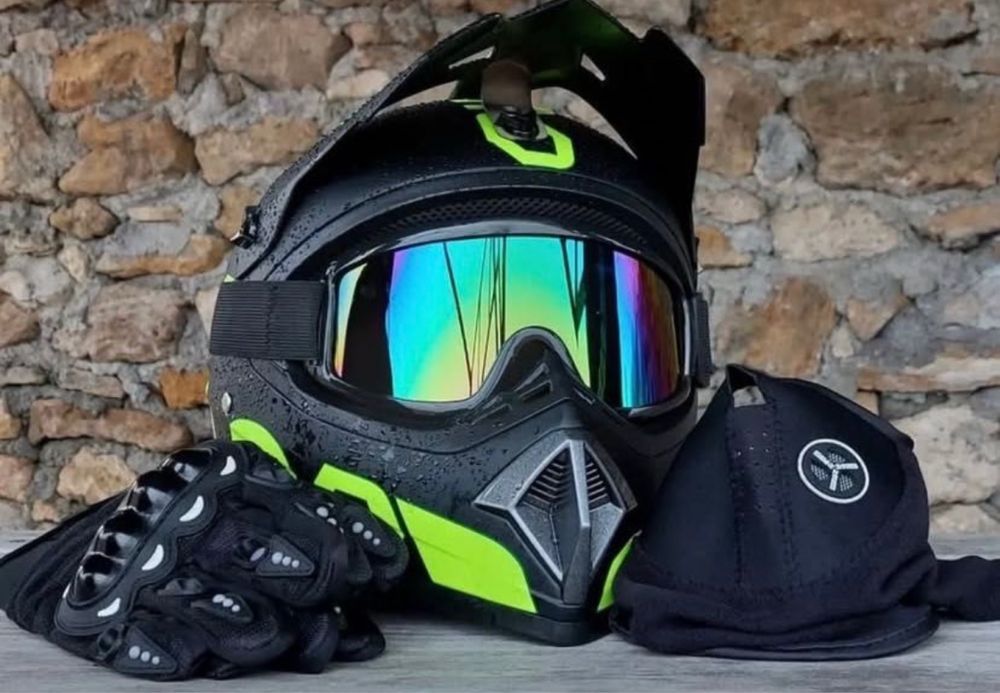 Мотошолом ендуро з окулярами + ПОДАРУНОК