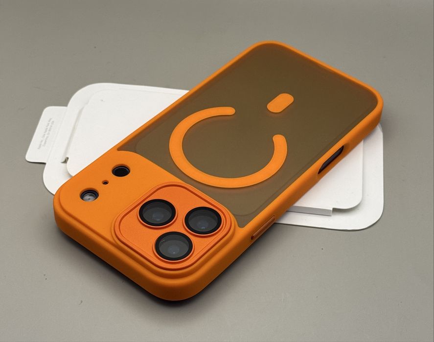 Матовый чехол iPhone 17 Pro Max черный MagSafe, 17 Pro синий, orange