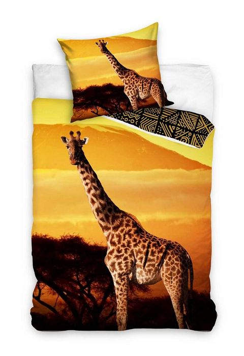 Pościel bawełniana 140x200 Żyrafa Africa poszewka 70x90