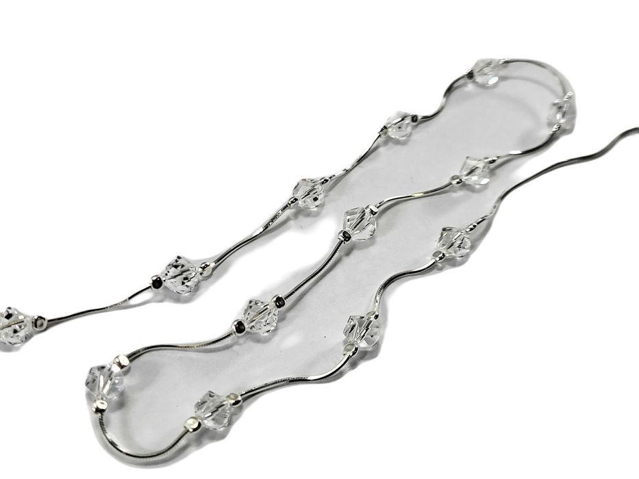 SDG080 srebrny łańcuszek z zawieszkami długość 45 cm 925