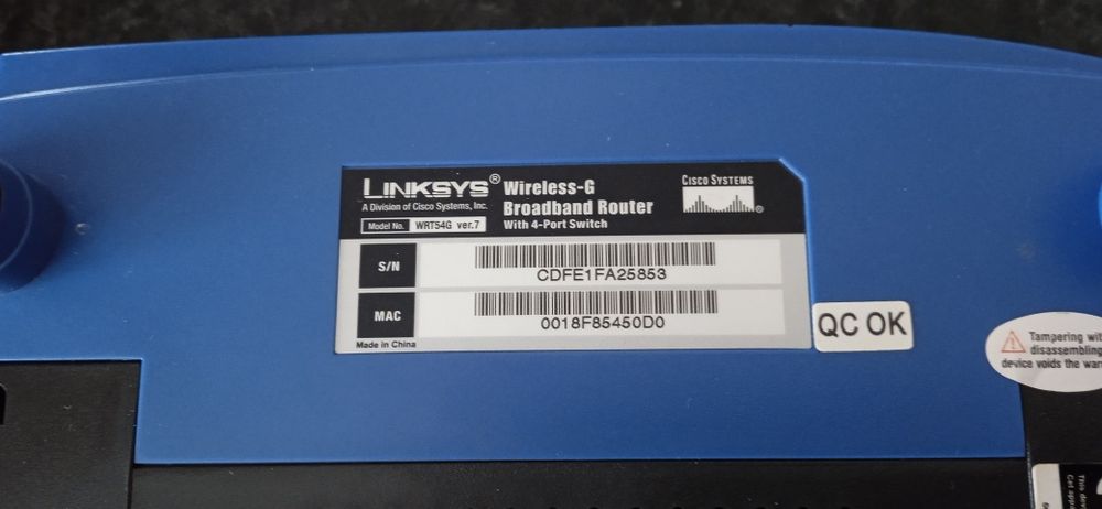 Linksys WRT54G v7 (Entrego Lisboa/Leiria/Rio Maior)