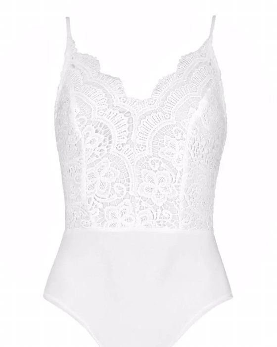 Боди-майка Boohoo белое с кружевом