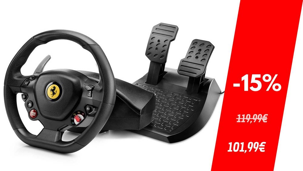 Volante + Pedais THRUSTMASTER T80 Ferrari 488 GTB (PS5/PS4/PC - Preto)