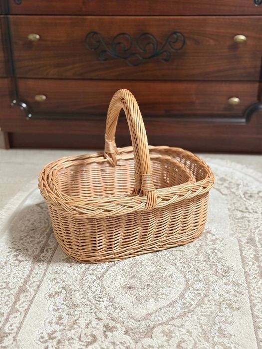 Набір квадратних кошиків Двійка 2 шт плетені з натуральної лози