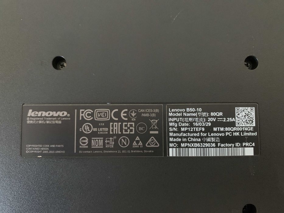 Ноутбук Lenovo B50-10/Celeron N2840/4gb RAM/120gb SSD/ Intel HD Graphics