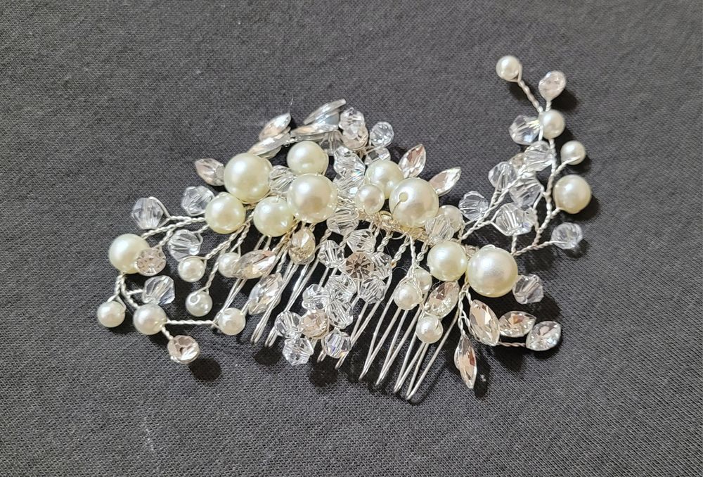ozdoba ślubna do włosów na grzebyku perełki