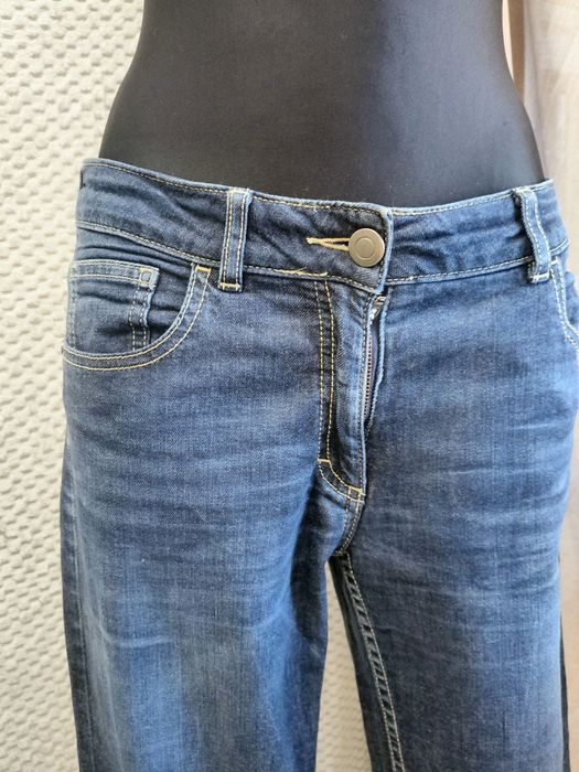 Granatowe samskie spodnie jeansowe proste wysoki stan r. XL 42