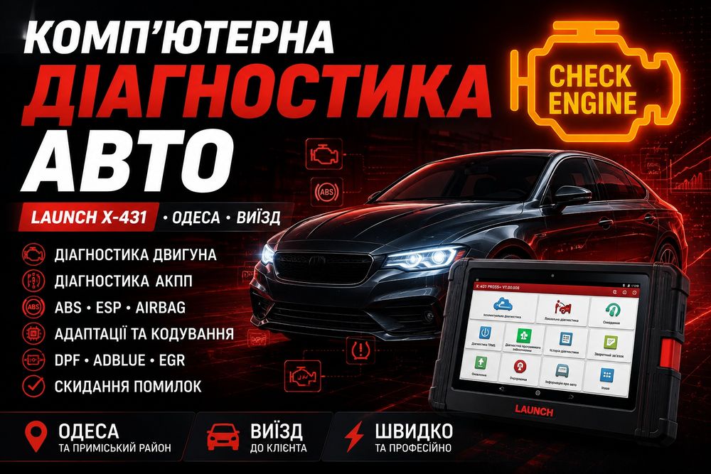 Електронна діагностика авто. Виїзд. Одеса. Сканер Launch X-431