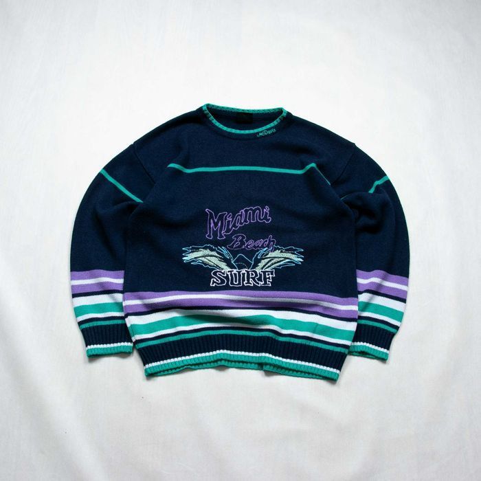 Vintage sweter z haftem Miami Beach M
