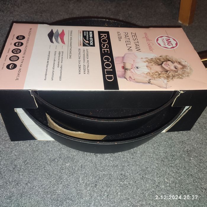 nowy Zestaw 2 patelni MG Home ROSE GOLD