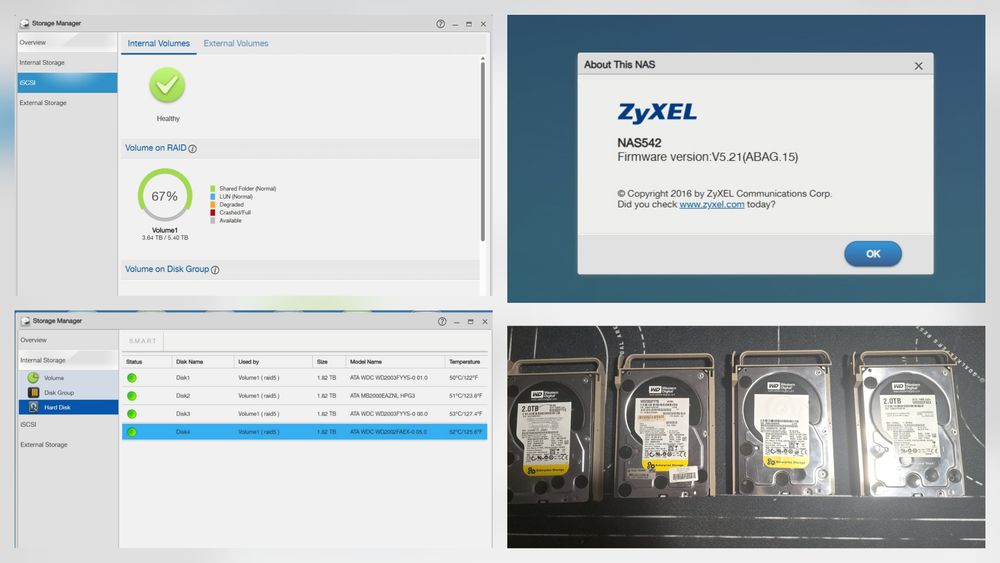 NAS Zyxel NAS542 (4-Bay) + 6TB HDD + 2TB (WD Black/Enterprise) - Ver descrições