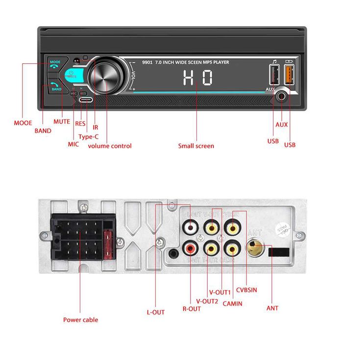 Radio 1 din bluetooth ecrã 7  USB FM video tátil