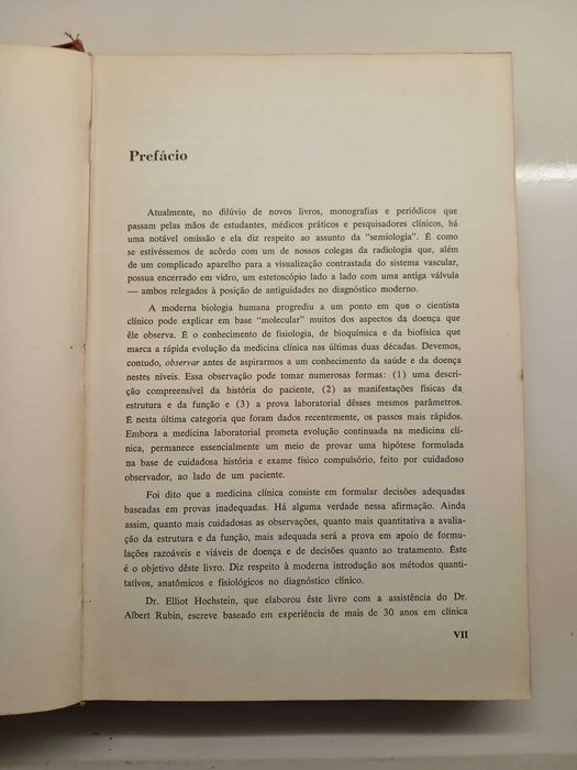 livro de medicina usado "semiologia clínica" de hochstein e rubin 1968