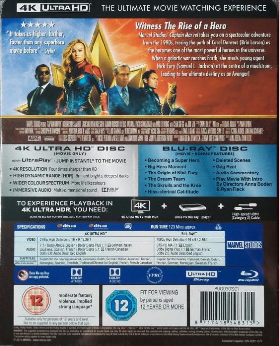 "Kapitan Marvel" 4K UHD + Blu-Ray STEELBOOK UK bez PL
