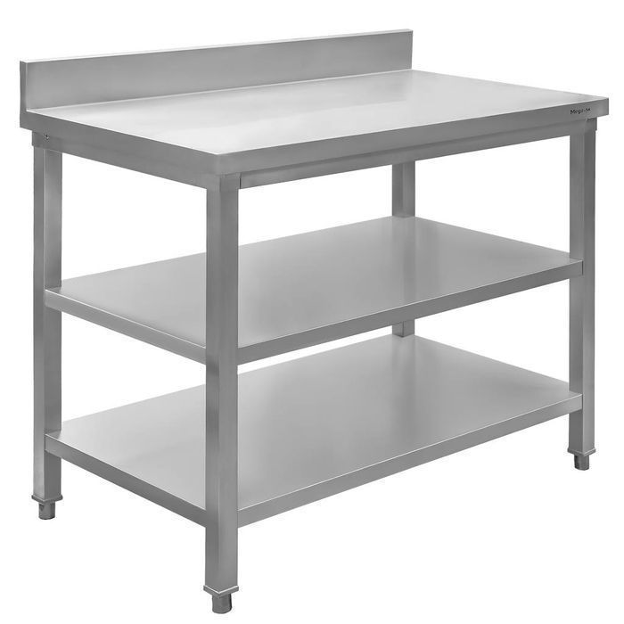 Stół gastronomiczny z rantem i 2 półkami Mega-M 100x70x85(H) - NOWY