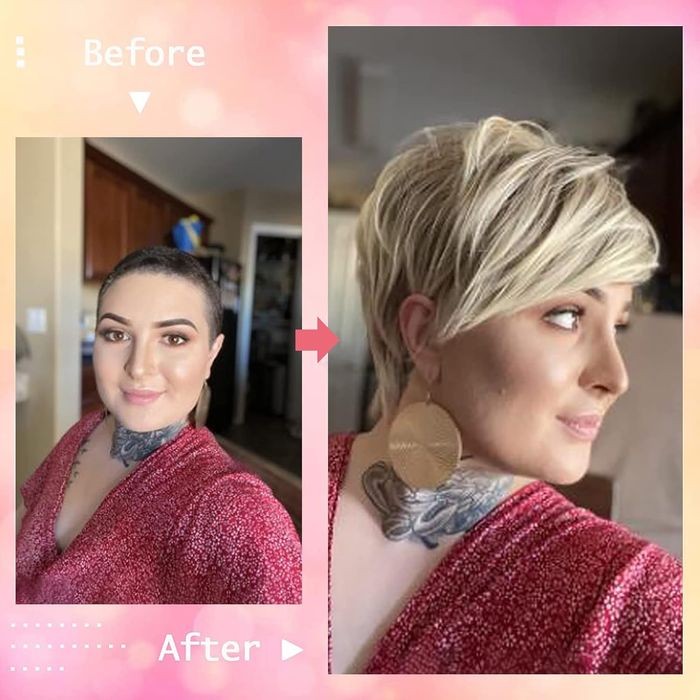 Krótka Blond Peruka Z Grzywką Pixie