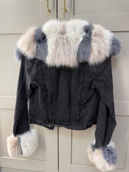 Katana z futrem szara