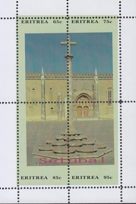 Coleção de Selos com sobretaxa cidade e igreja arquitetura Fatima