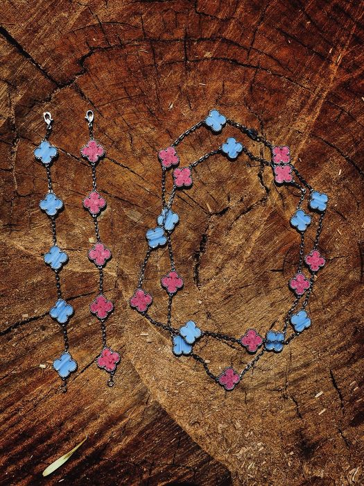 Комплект ван кліф van cleef клевер колье браслети
