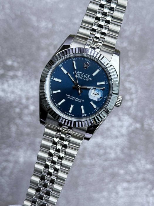 Швейцарские часы Rolex Datejust Silver-Blue. Топ качество