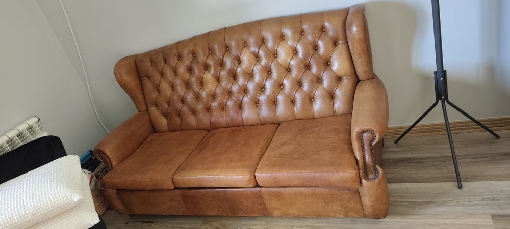 Sofá em couro com cama, 175 cm