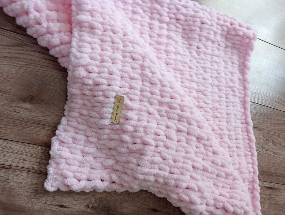 Kocyk dziecięcy ręcznie robiony mięciutki różowy