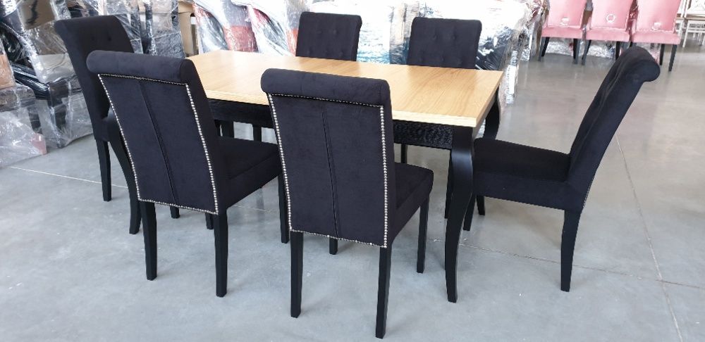 Krzesło pikowane czarne do salonu jadalni Producent PROMOCJA!nowe