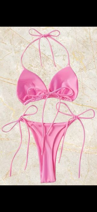 pudrowo różowy strój kostium kąpielowy dwuczęściowy bikini sexy 40 L