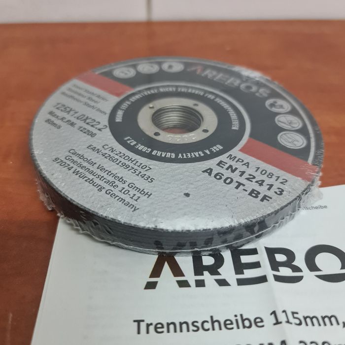 Tarcze tnące do szlifierek 125 × 1,0 × 22,2  20 szt. AREBOS