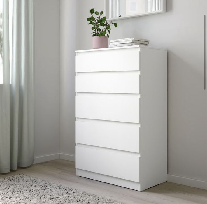 Komoda 5 szuflad, biały 70x40x112 cm