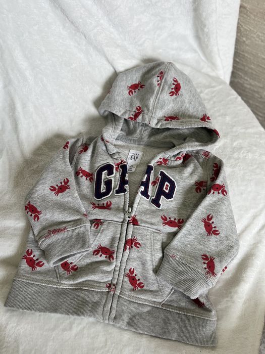 Худі Baby GAP з крабиками 3-6 міс, сірий меланж