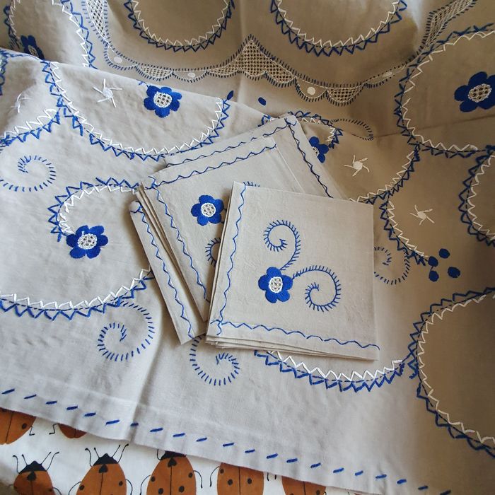 Toalha bordado Viana original linho