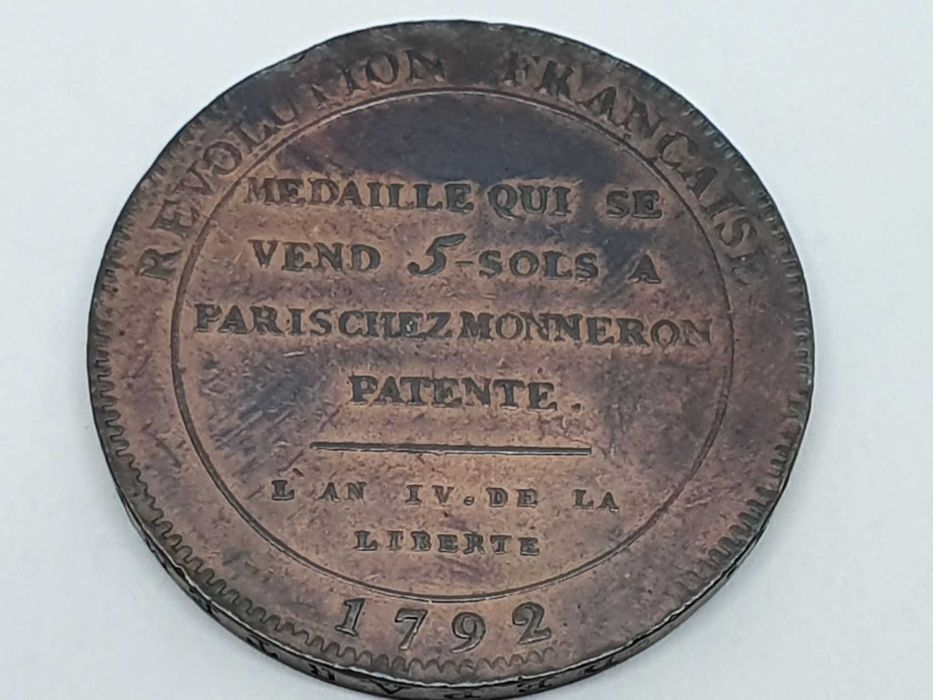 Moneta Kolekcjonerska Francja Monneron 5 Sols rok 1792 Birmingham