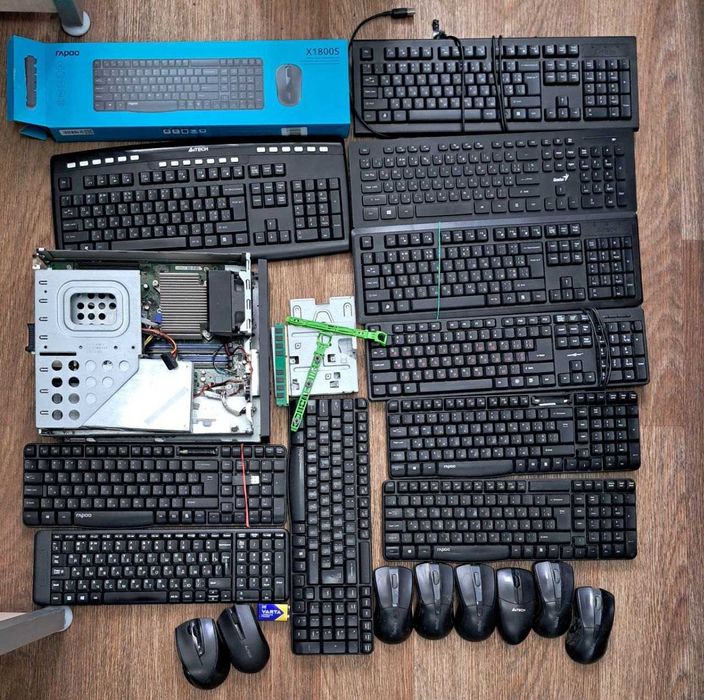 Системний блок, материнська плата + клавіутури, мишки. Лот № 10