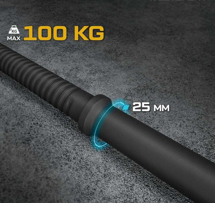 Gryf prosty pełny stalowy sztanga 120 cm 25 mm zaciski Trex Sport