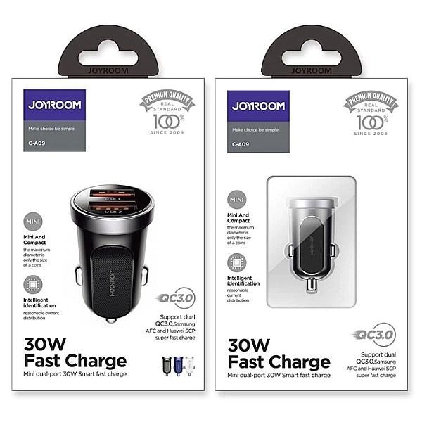 Joyroom C-a09 Mini szybka ładowarka samochodowa 2x Usb 30w Quick Charg