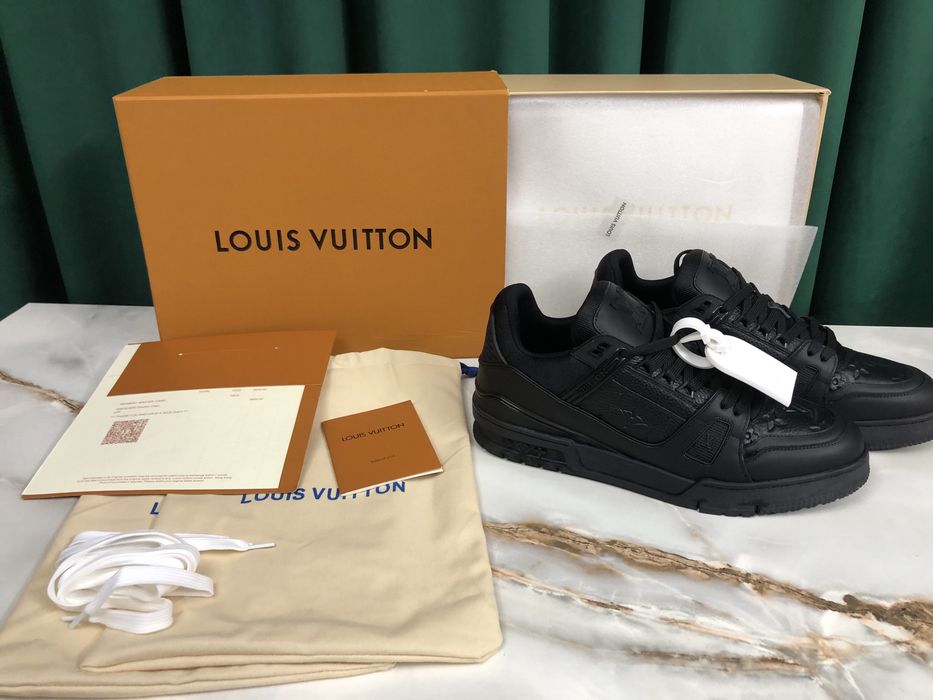 Buty Lv trainer + pudelko skora czarne 44 45 nowe trampki sneakersy