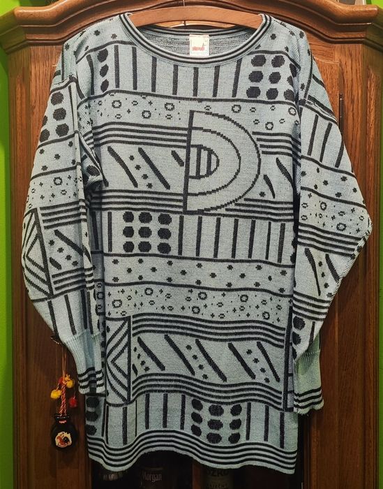 Sweterek miętowy we wzory rozm. L/40 MONDI