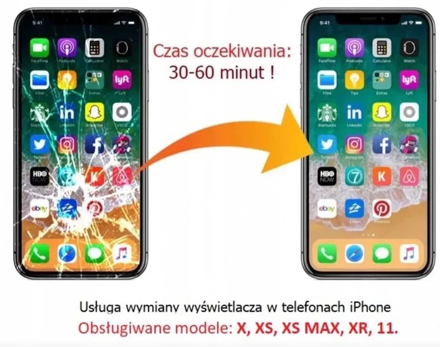 Serwis Apple iPhone LCD X XS XR 11 12 Pro 13 14 Mini Plus Max Kraków