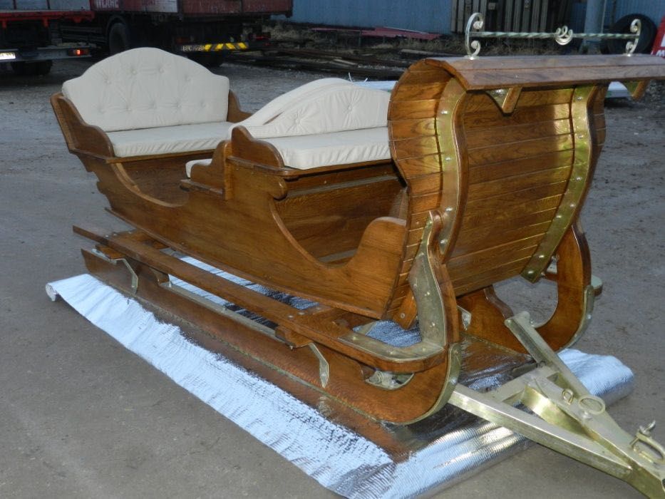 Dębowe Sanie wraz ze skórzanymi siedziskami