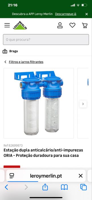 Filtro agua, 1 duplos 68 euros e 5 individuais 28 euros cada