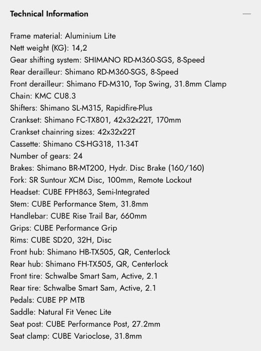 Bicicleta de montanha Cube Aim