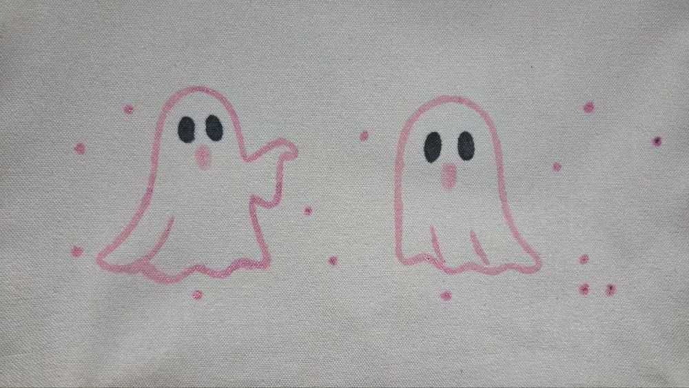 Hand-Painted Halloween Cotton Tote Bag
