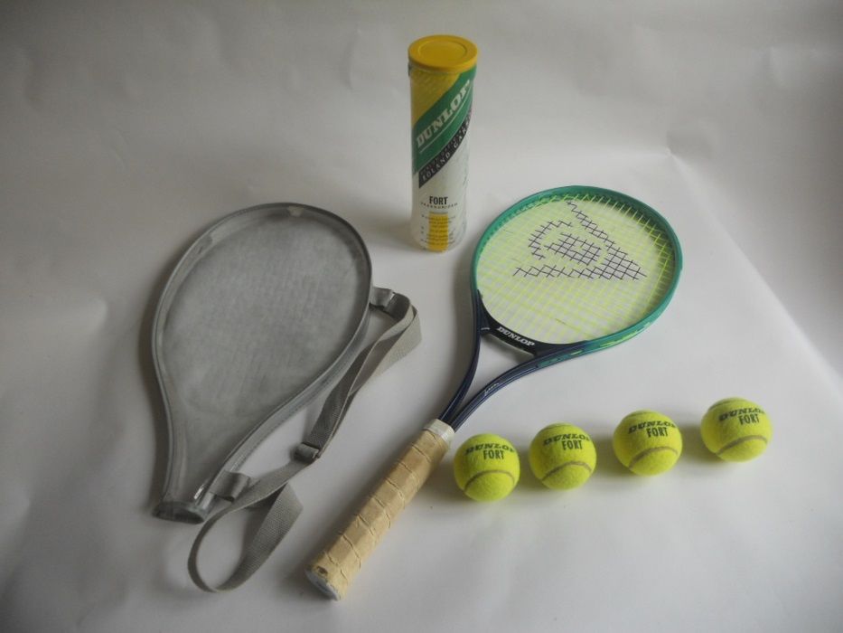 Raquete ténis Dunlop Cadet + 4 bolas