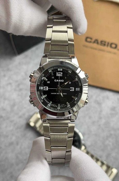 Годинник casio 870 silver black | часы мужские | касио годинник чоловічий | часы casio