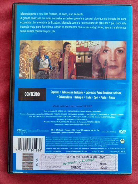 Filme original em dvd - " Tudo sobre a minha mãe ", Almodóvar
