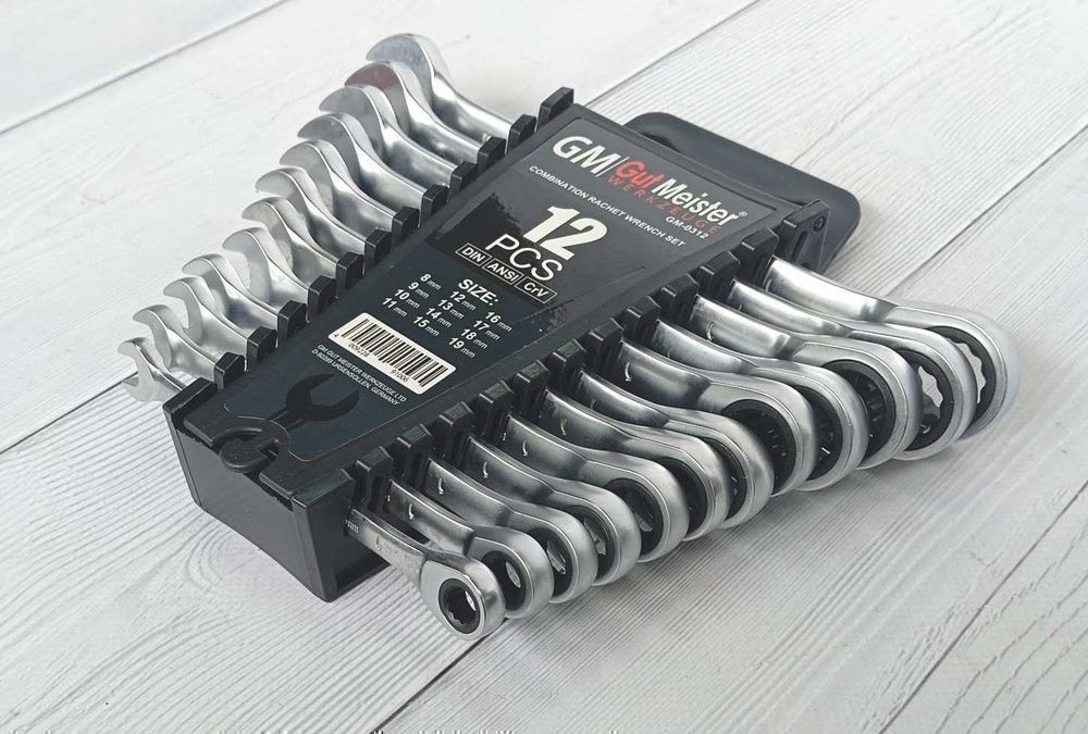 Набір рожково-накидних ключів з трещіткою Gut Meister 12 шт GM-0312