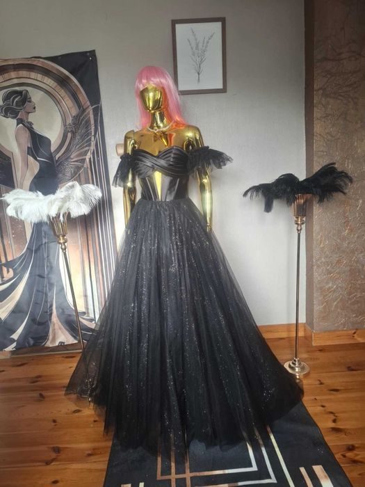 Zjawiskowa suknia na studniówkę Ortis Glamoure Black R36 Polski produc