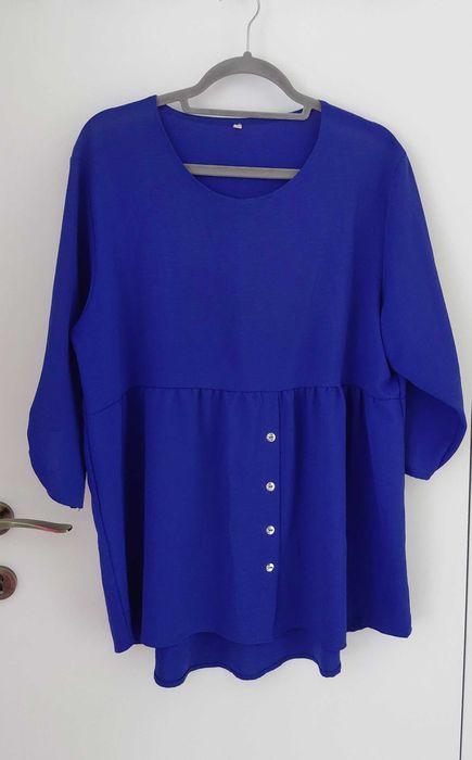 Niebieska kobaltowa elegancka damska bluzka oversize 48, 50