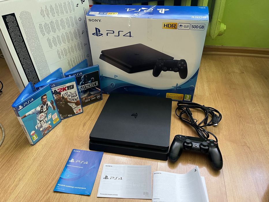 Konsola PlayStation 4 PS4 Slim 500GB | Oryginalny Pad | BOX | Gry | Zestaw